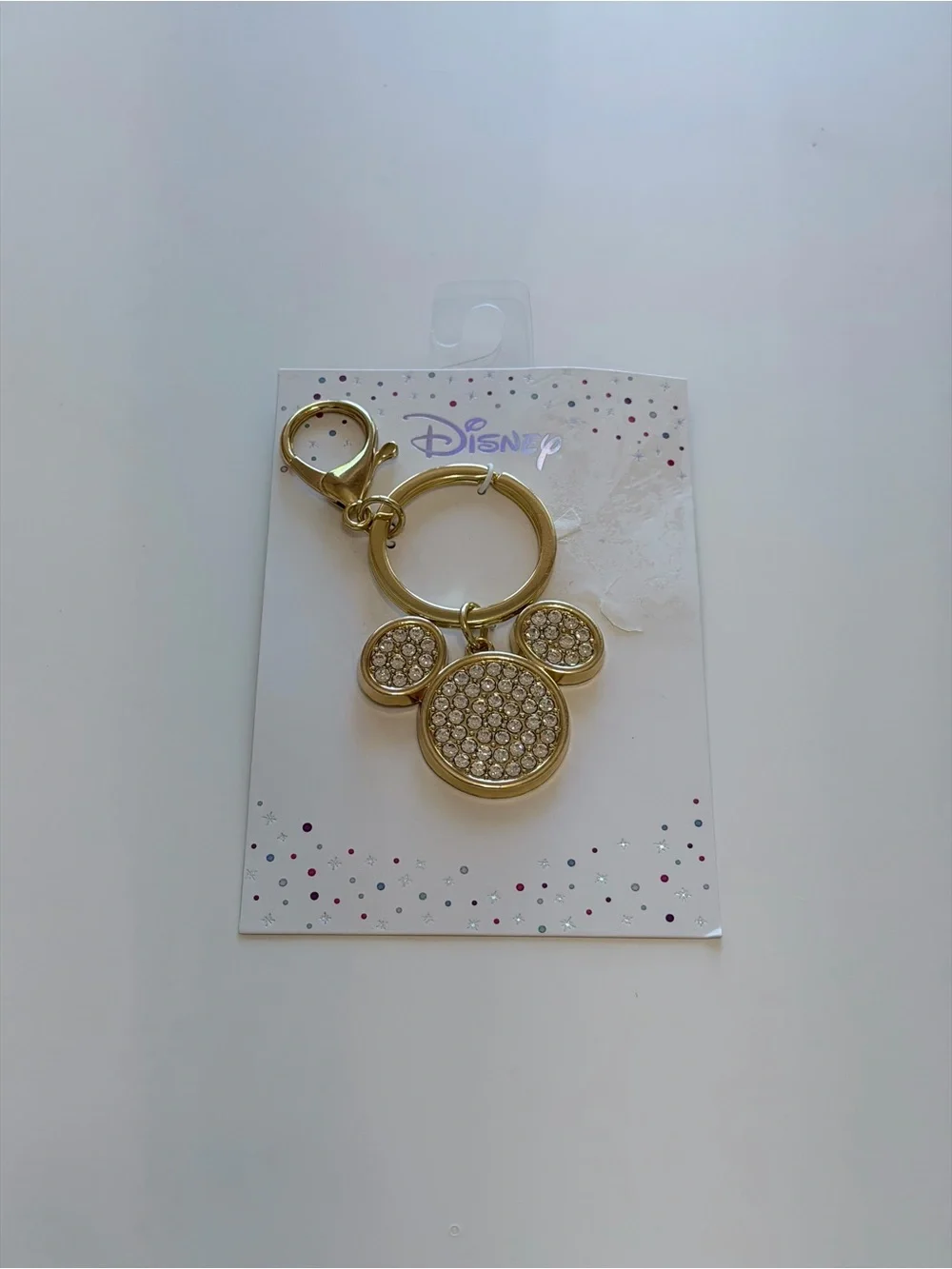 Official Disney Gold Crystal Rhinestone Mickey Mouse Keyring/Bag Charm